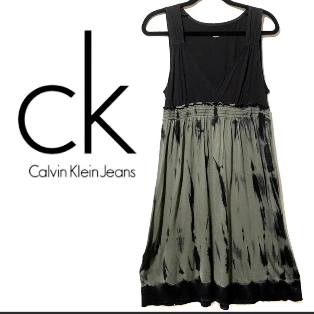 Calvin Klein Jeans Olive Green & Black Tank Dress